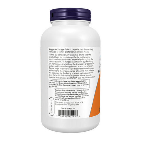 Now Foods, Taurine Double Strength, 1000 mg, 250 caps