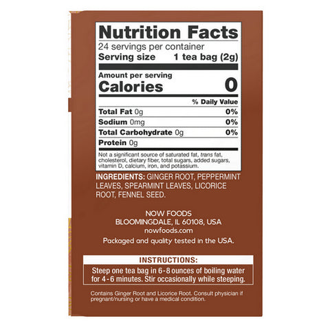 Now Foods, Ginger Mint Comfort Tea, 24 bags