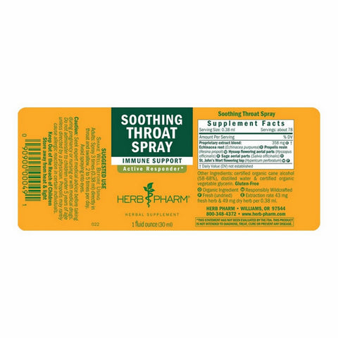 Herb Pharm, Soothing Throat Spray, 1 Oz