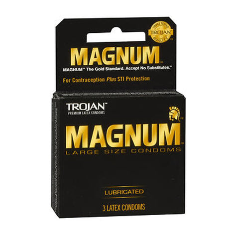 Trojan, Magnum Lubricated Latex Condoms, 3 Count