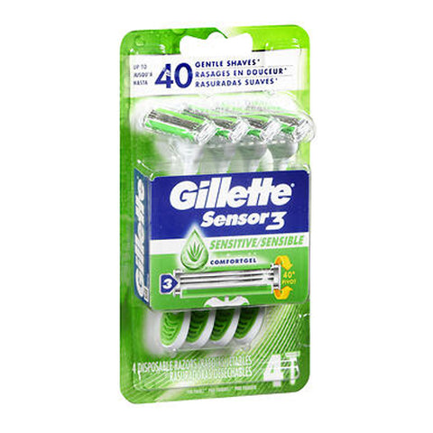 Gillette, Sensor3 Disposable Razors Sensitive, 4 each