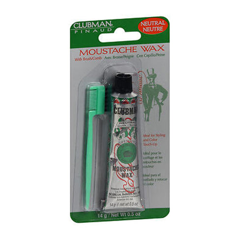 Clubman, Moustache Wax With Brush/Comb Neutral, 0.5 oz