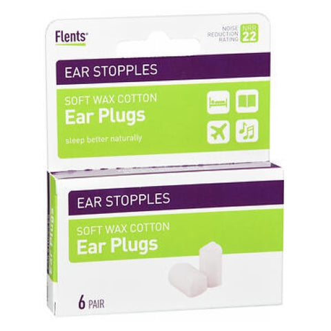 Flents, Ear Stopples Wax-Cotton Plugs, 6 pair
