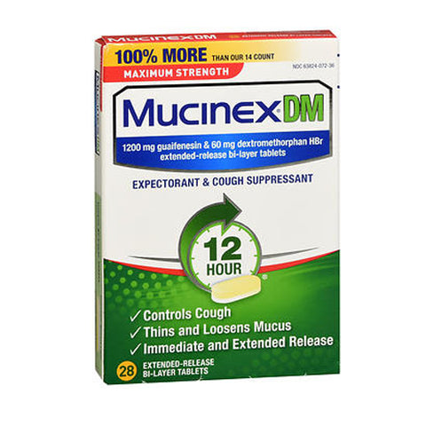 Mucinex Dm, Expectorant Cough Suppressant Extended-Release Maximum Strength, 28 tabs