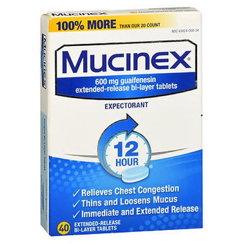 Mucinex, Expectorant Extended Release, 600 mg, 40 tabs