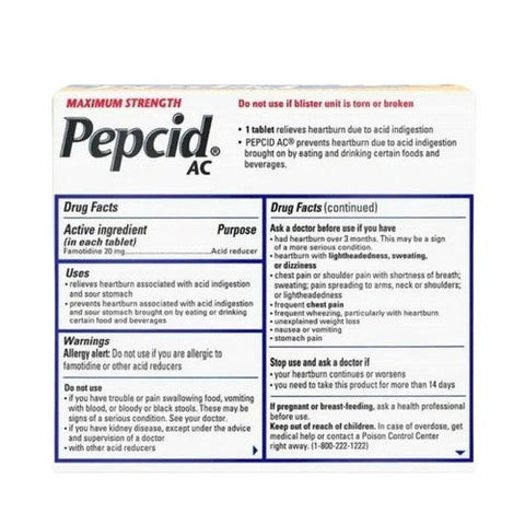 Pepcid, Ac Famotidine Acid Reducer Tablets Maximum Strength, 20 Mg, 25 Tabs Pepcid