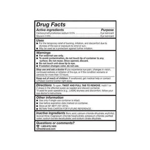 Refresh, Optive Lubricant Eye Drops Vials, 30 Count Refresh
