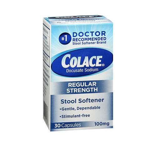 Colace, Docusate Sodium Stool Softener Laxative Capsules, 100 mg, Box Of 30