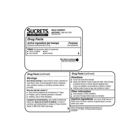 Sucrets, Sore Throat Lozenges Wild Cherry, 18 Count Sucrets