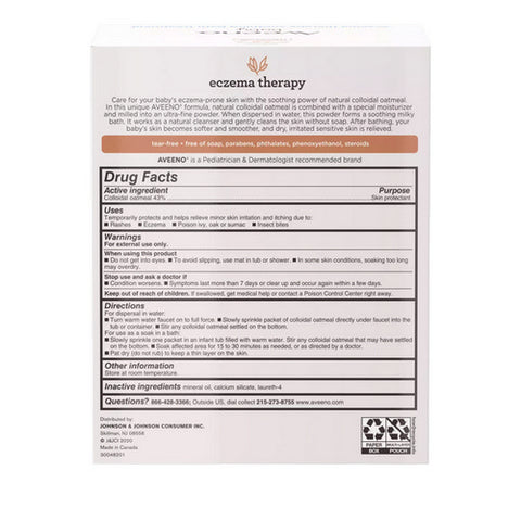 Aveeno, Baby Soothing Bath Treatment, Fragrance Free 5 pkts