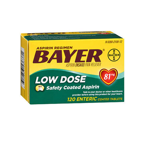 Bayer, Aspirin Regimen Low Dose Safety Coated Tablets, 81 mg, 120 tabs