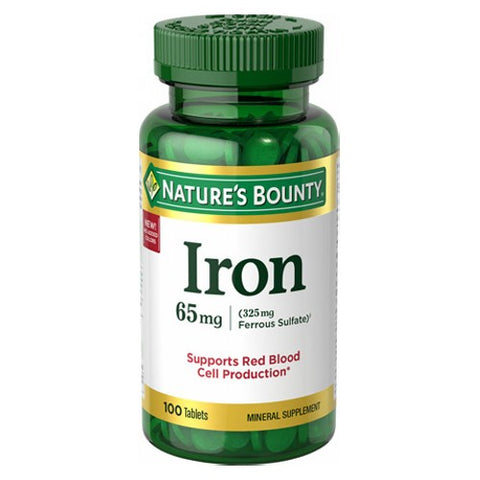 Nature's Bounty, Iron Ferrous Sulphate, 65 mg, 100 Tablets