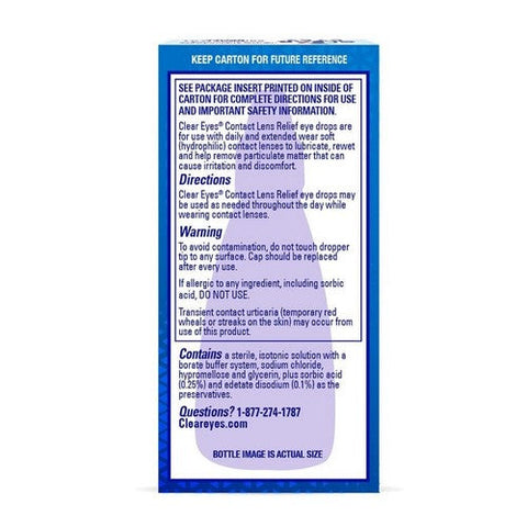 Clear Eyes, Complete For Contact Lens Relief Lubricant Eye Drops, 0.5 Oz Clear Eyes