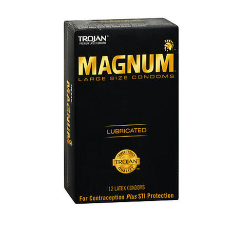 Trojan, Magnum Lubricated Latex Condoms, Box Of 12