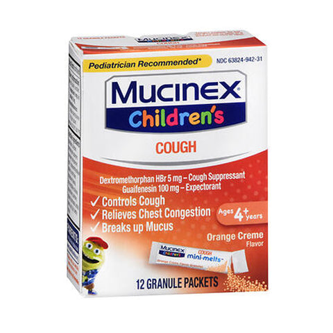 Mucinex, Childrens Cough Mini-Melts Packets, Orange Creme 12 each