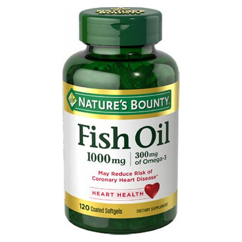 Nature's Bounty, Omega-3 Fish Oil Odorless, 1000 mg, 120 Coated Softgels
