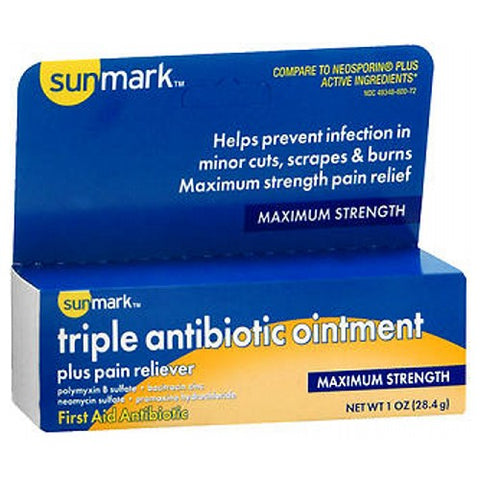 Sunmark, Triple Antibiotic Ointment Plus Pain Reliever, 1 Oz