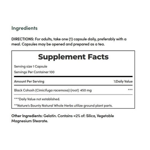Nature's Bounty, Black Cohosh, 540 Mg, 100 Capsules Nature's Bounty