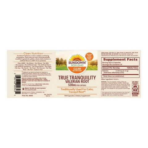 Sundown Naturals, Valerian Root Whole Herb, 530 mg, 100 caps Sundown Naturals