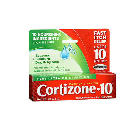 Cortizone-10, Maximum Strength Hydrocortisone Anti Itch Plus Moisturizer Creme, 1 oz