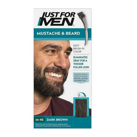 Just For Men, Mustache & Beard Brush-In Color Gel, Dark Brown (M-45), 1 Each