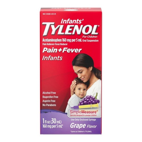 Tylenol, Infants' Pain Plus Fever Acetaminophen Oral Suspension Grape, 160 Mg, 1 Oz