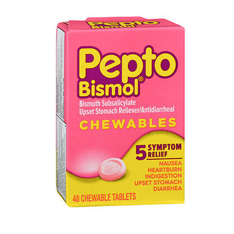 Pepto-Bismol, Five Symptom Stomach Relief Chewable, 48 Tablets