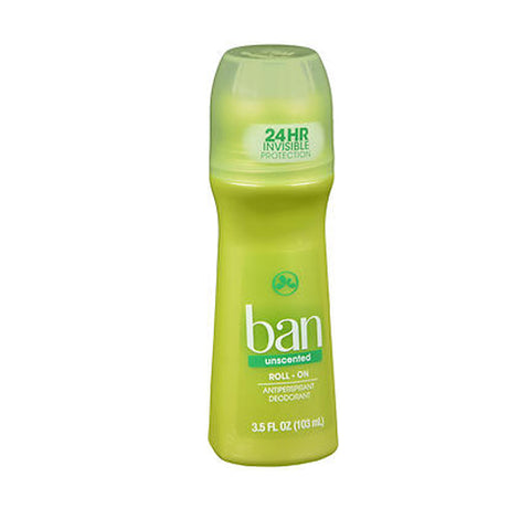 Ban, Antiperspirant Deodorant Roll-On, Unscented 3.5 oz