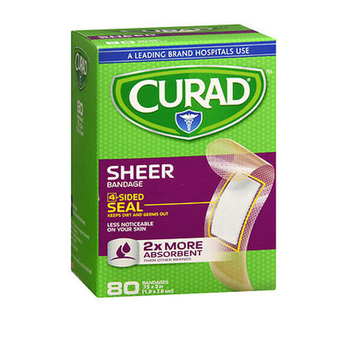 Curad, Sheer Adhesive Bandages 3/4X3, Regular 80 Each