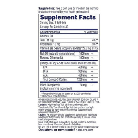 Theratears, Eye Nutrition Omega-3 Soft Gels, 1200 Mg, 90 Count Theratears
