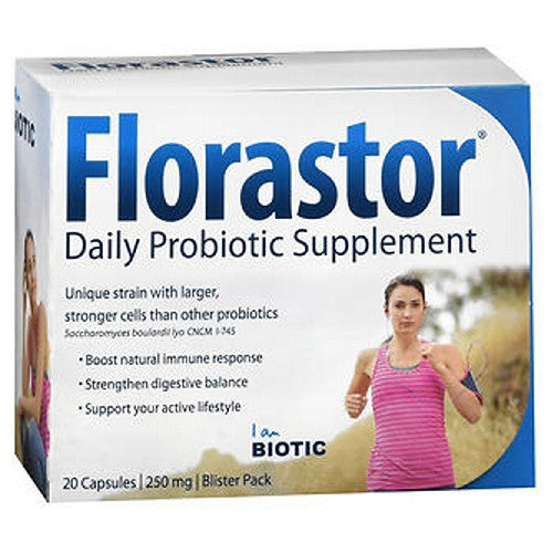 Florastor, Florastor Maximum Strength Probiotic Dietary Supplement Capsules, 250 Mg, Count of 20