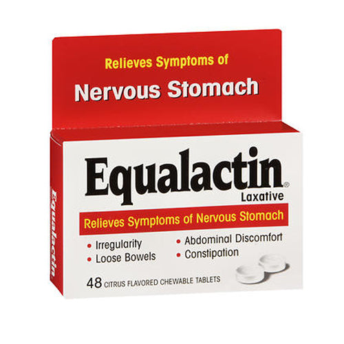 Equalactin, Equalactin Chewable Tablets Relieves Symptoms Of Nervous Stomach, 48 tabs