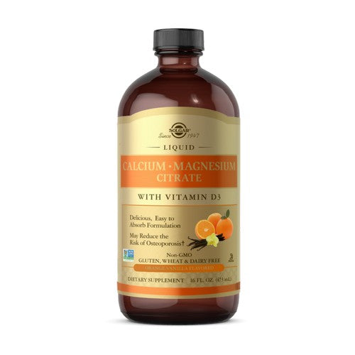 Liquid Calcium Magnesium Citrate with Vitamin D3 Natural Orange-Vanilla Flavor 16 oz By Solgar