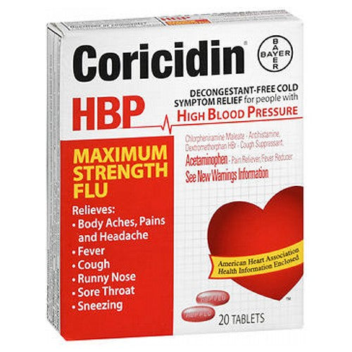 Coricidin Hbp Flu Tablets Maximum Strength 20 each By Coricidin Hbp