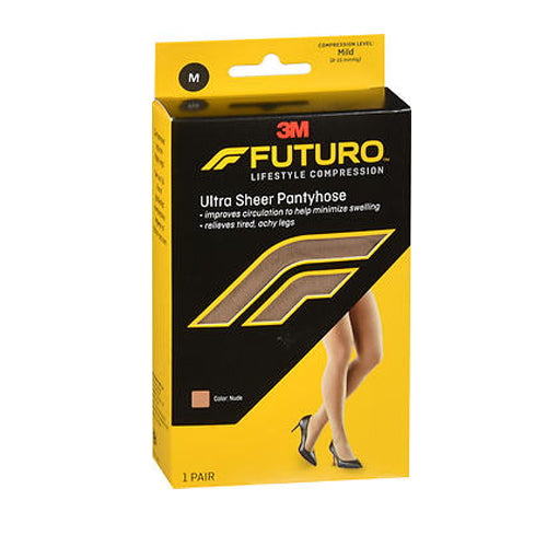 Futuro Energizing Ultra Sheer Pantyhose For Women French Cut Lace Panty Mild Nude Medium each By 3M