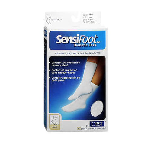 Jobst Sensifoot Mens And Womens Crew Style Diabetic White Socks Small each By Jobst