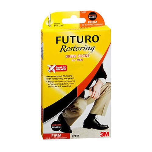 Futuro Restoring Dress Socks For Men Over The Calf Black Firm Medium each By Futuro