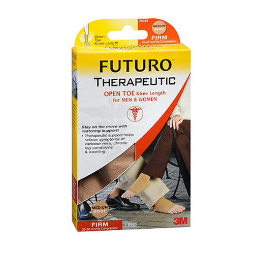 3M, Futuro Therapeutic Open Toe Knee Length Stockings For Men Women Medium Beige Firm, each