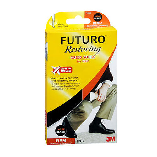 3M, Futuro Restoring Dress Socks For Men Over The Calf Black Firm, Large each