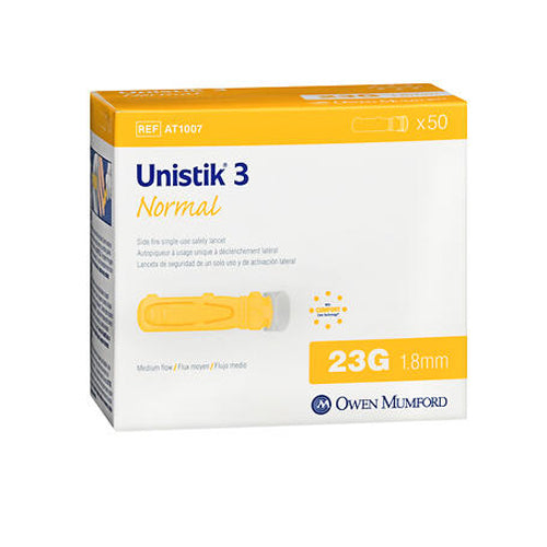 Unistik 3 Normal Safety Lancets 50 each By Owen Mumford