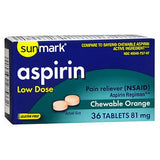 Sunmark Aspirin Adult Low Dose Chewable Count of 36 By Sunmark