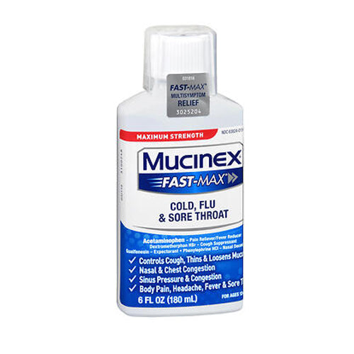 Mucinex, Mucinex Fast-Max Adult Liquid For Cold Flu And Sore Throat, 6 oz