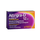Allegra, Allegra-D 12 Hour Allergy Congestion Extended Release Tablets, 120 mg, 10 tabs