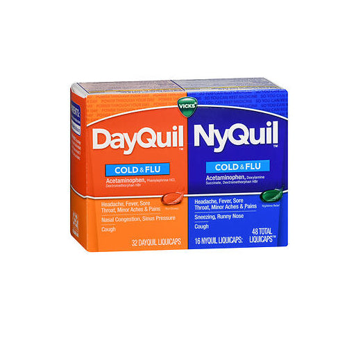 Vicks Dayquil And Nyquil Combo Pack Cold And Flu Relief 48 caps By Vicks