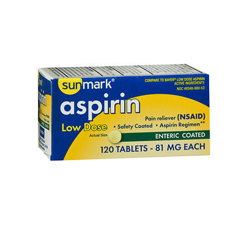 Sunmark Aspirin Adult Low Strength Enteric Safety 120 tabs By Sunmark