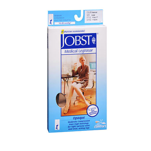 Jobst, Jobst Opaque Compression Stockings 15-20 Closed Toe Knee Highs Silky Beige, Large each