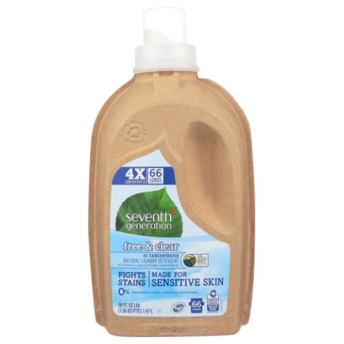 Natural 4X Concentrated Liquid Laundry Detergent Free and Clear, 50 OZ By Seventh Generation