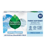 Fabric Softener Sheets Free And Clear 80 Count by Seventh Generation