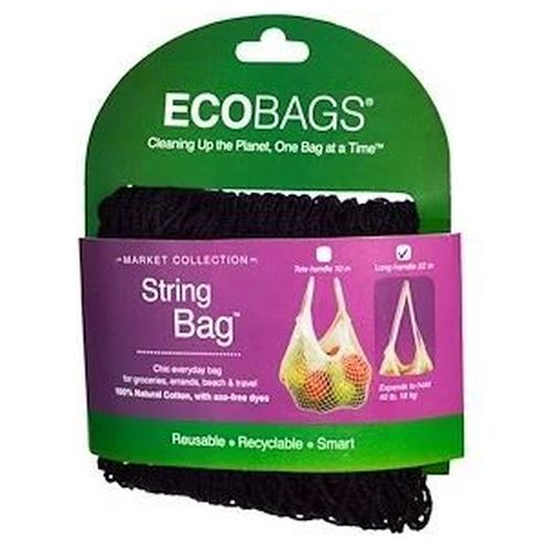 Organic String Bag Long Handle Black By Eco Bags