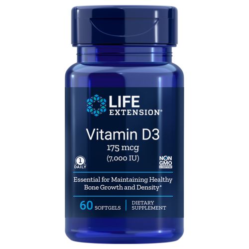Life Extension, Vitamin D3, 175 mcg (7000 IU), 60 Softgels